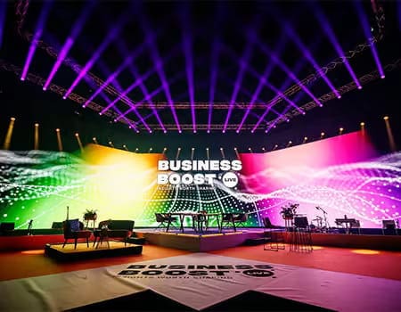 Stage visuals and design for Business Boost Live by Vision Impossible